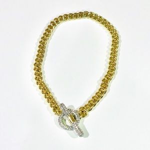 Park Lane Gold Chain Link Pave Clasp Necklace